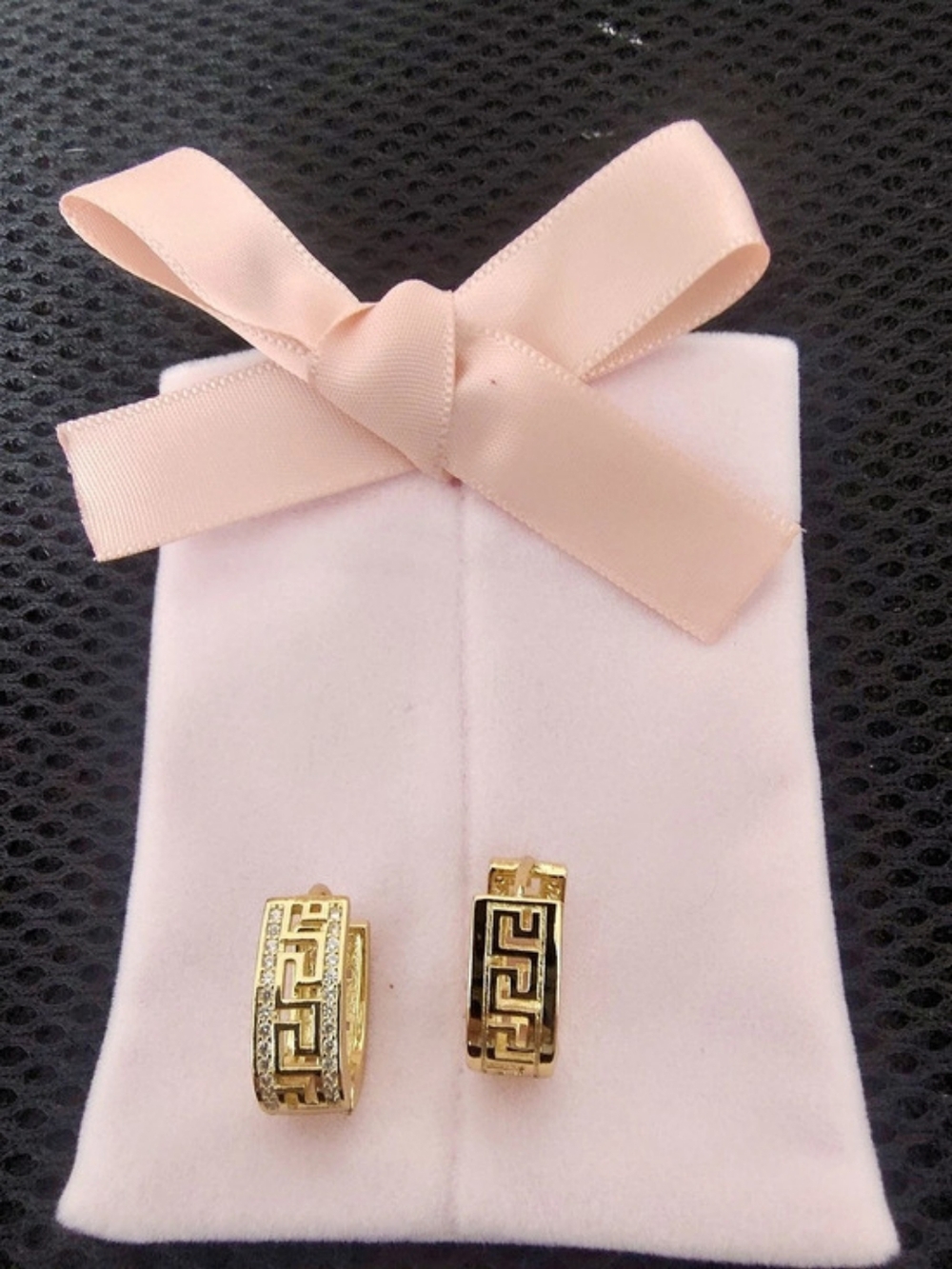 Greek-Key Gold-Tone Earrings